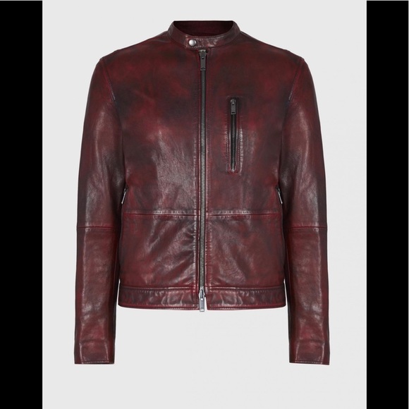 John Varvatos REYES SHEEPSKIN SLIM FIT RACER JACKET IN OXBLOOD. Medium. BNWT - Picture 10 of 14